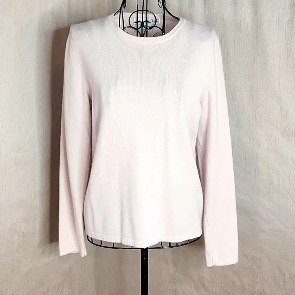 Samantha Taylor 100% Cashmere Sweater Women’s Medium Ivory Crewneck Quiet Luxury